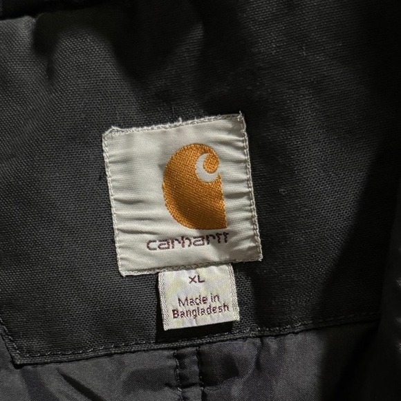 Carhartt J130 Active Jacket Men's XL Regular Black Duck Quilted Hooded Workwear - Picture 6 of 8